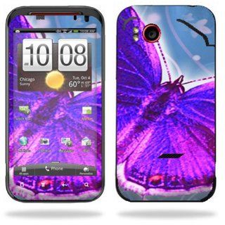 Protective Vinyl Skin Decal Cover for HTC Rezound 4G LTE Verizon Cell Phone Sticker Skins Violet Butterfly Cell Phones & Accessories