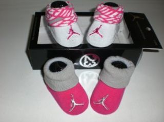 Nike Air Jordan Newborn Infant Baby Booties White and Pink W/classic Jordan Air Jumpman Logo, Size 0 6 Months Shoes