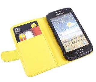 iTALKonline YELLOW Executive Wallet Case Cover Skin Cover with Credit / Business Card Holder For Samsung i8160 Galaxy Ace 2: Cell Phones & Accessories