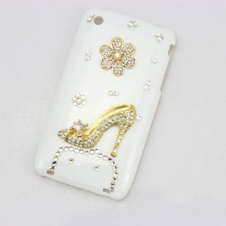 bling 3D gold fashion shoe diamond rhinestone crystal hard back white Case cover for Iphone 3g 3gs: Cell Phones & Accessories