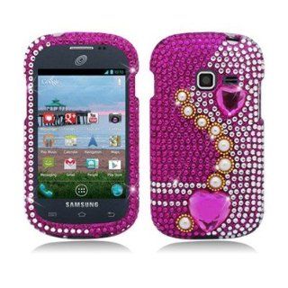 PINK PEARL HEARTS BLING DIAMOND CASE COVER FOR SAMSUNG GALAXY CENTURA S738C +LCD [In Casesity Retail Packaging]: Everything Else