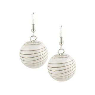 White & Silver Marbled Plastic Ball Earrings: Chic & Cheap Costume Jewelry: Jewelry