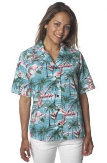 Benny's Aloha Shirts Women's Flamingos Hawaiian Shirt at  Womens Clothing store