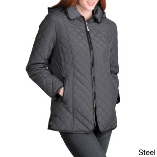 Nuage Nuage Womens Geneva Quilted Jacket With Front Zip And Removable Hood Grey Size S (4 : 6)