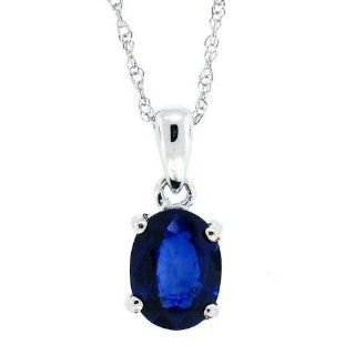 0.92Ct Genuine Diffused Sapphire Solitaire Pendant,14 Kt White Gold w/chain(AB Quality): Mytreasurez: Jewelry