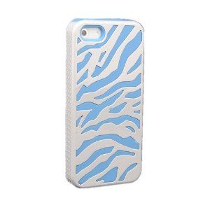 Sunweb New Zebra Hybrid Impact Combo Hard Soft Skin Case Cover For iPhone 5 5G Accessory Blue+White: Cell Phones & Accessories
