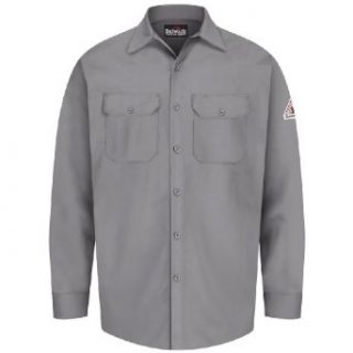 Men's Bulwark Work Shirt   EXCEL FR 100% Cotton   7 oz X Large Silver Grey: Industrial & Scientific