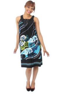 Elementz Dress, Women's Floral Print Beaded Sleeveless Dress Multi (Medium) at  Womens Clothing store