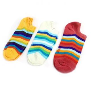 Girls Assorted Color Stripe Pattern Short Low Cut Athletic Socks 3 Pairs: Clothing