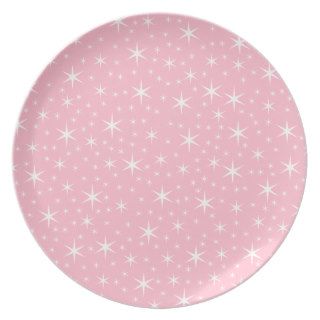 Pink and White Star Pattern. Dinner Plates