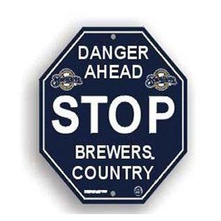 Milwaukee Brewers Plastic Stop Sign "Danger Ahead Brewers Country" : Street Signs : Sports & Outdoors