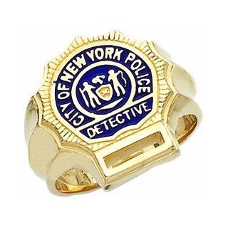 Men's 10k Yellow Gold New York City Detective Ring: Jewelry