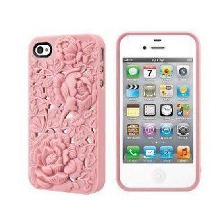 Greentree Pink 3D Sculpture Design Blossom Rose Flower Hard Plastic Cover Case for iPhone 4 4S 4G: Cell Phones & Accessories