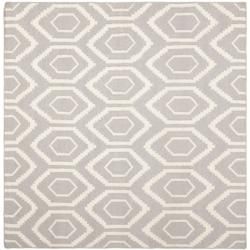 Geometric Moroccan Dhurrie Gray/ivory Wool Rug (6 Square)