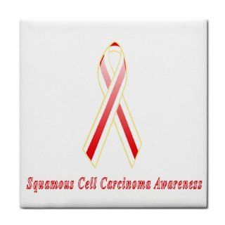 Squamous Cell Carcinoma Awareness Ribbon Tile Trivet: Kitchen & Dining