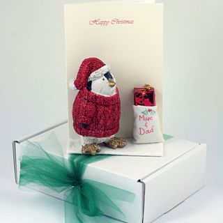 personalised penguin 3 d christmas card by karrie barron cards