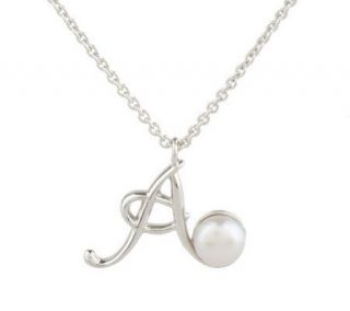 Honora Cultured FreshwaterPearl Sterling Initial Pendant with 17 Chain —