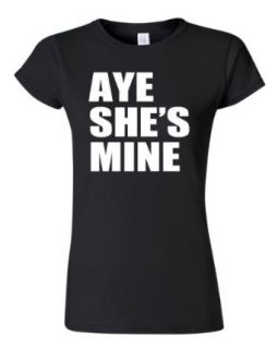 Junior Aye She's Mine Black Adult T Shirt Tee: Clothing