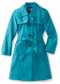 Rothschild Girls 7 16 Solid Trench Coat, Aqua, 8: Clothing