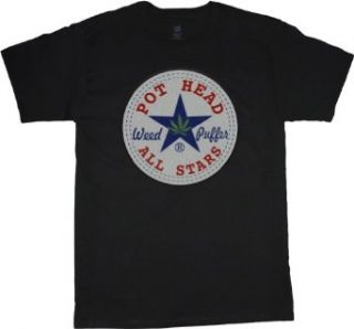 Pot Head All Stars funny weed pot 420 Mens black T shirt: Clothing