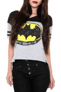 DC Comics Batman Sketch Logo Hockey Girls T Shirt Size : Small: Clothing