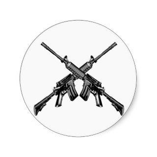 Crossed Rifles Round Sticker
