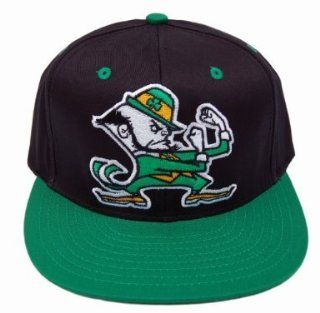 Notre Dame Fighting Irish Mascot Snapback Hat Black/Green : Sports Fan Baseball Caps : Sports & Outdoors