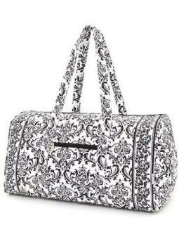 Belvah Quilted Damask 21" Duffle Bag with Side Pockets   Choice of Colors (Fuchsia/Lime): Clothing