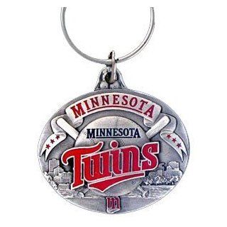 Pewter MLB Team Design Key Ring   Minnesota Twins : Sports Related Key Chains : Clothing