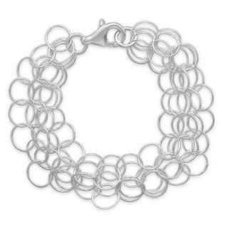 Multi Strand Round Wire Link Bracelet in Sterling Silver Jewelry