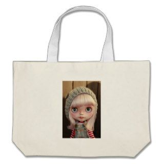 Big eyed doll, pink hair, blue eyes blythe photo tote bag