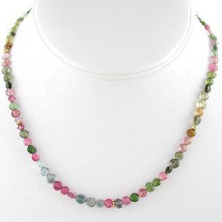Faceted African Tourmaline Gemstone and Swarovski Austrian Crystal Bead Choker Necklace with Gold Vermeil Accents, 16" Length, #7828: Taos Trading Jewelry: Jewelry