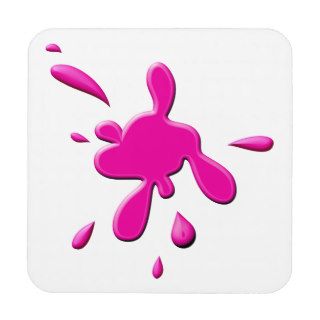 Pink Paint Splodge Beverage Coasters