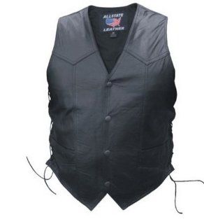 Men's AL2209 Goat Leather Vest 52 Black: Clothing