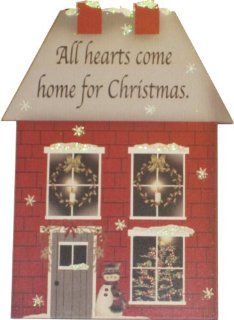 Kurt Adler " All Hearts Come Home For Christmas" Glitter House Plaque Ornament   Decorative Hanging Ornaments