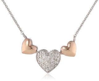 14k Rose Gold Plated Sterling Silver Diamond Heart Pendant Necklace (1/10 cttw, I J Color, I2 I3 Clarity), 18": Jewelry