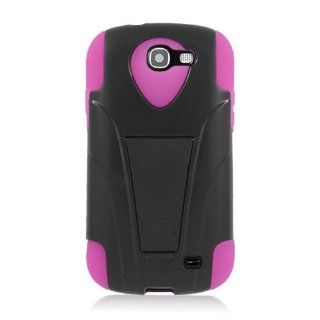 Eagle Cell PHSAMI437YSTHPKBK HypeKick Hybrid Protective Gummy TPU Case with Kickstand for Samsung Galaxy Express i437   Retail Packaging   Hot Pink/Black: Cell Phones & Accessories