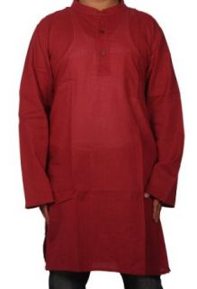 Indian Designer Cotton Yoga Dolby Casual Wear Mens Long Kurta Size Xl: Clothing
