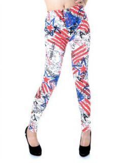 Anna Kaci S/M Fit Red, White and Blue Graffiti Inspired High Waisted Leggings at  Womens Clothing store: Leggings Pants
