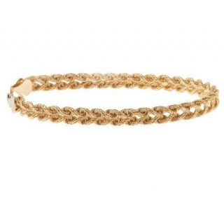 EternaGold 6 3/4 Textured Heart Rope Bracelet 14K Gold, 2.4g —