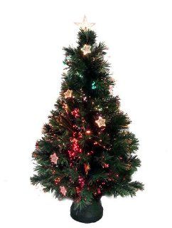 3' Pre Lit Color Changing Lighted Fiber Optic Artificial Christmas Tree w/ Stars  