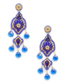 Blue & Gold Multi Drop Earrings by Miguel Ases