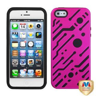Apple iPhone 5 Hard Plastic Snap on Cover Titanium Solid Hot Pink/Black Circuitboard Hybrid AT&T, Cricket, Sprint, Verizon Plus A Free LCD Screen Protector (does NOT fit Apple iPhone or iPhone 3G/3GS or iPhone 4/4S): Cell Phones & Accessories