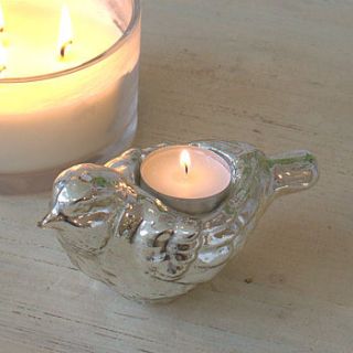 silver and gold bird tealight holders by ella james