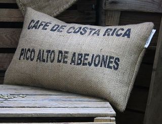 recycled coffee bean sack jute cushion by the comfi cottage