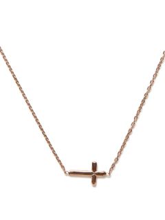 Rose Gold Sideways Cross Necklace by Deana Dean