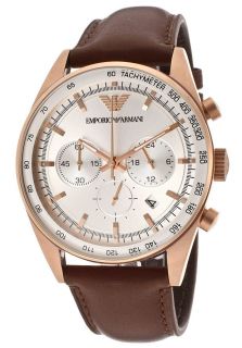 Emporio Armani AR5995  Watches,Mens Chronograph Silver Dial Brown Genuine Leather, Chronograph Emporio Armani Quartz Watches