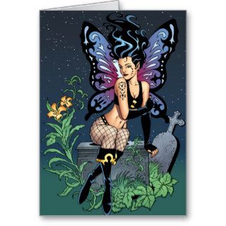 Gothic Fairy Grave Sitting with Tears by Al Rio Greeting Cards