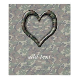 Camouflage Woodland Forest Heart on Camo Posters