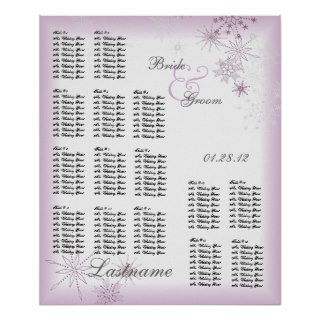 Snowflake Wedding Seating Chart Light Purple Posters